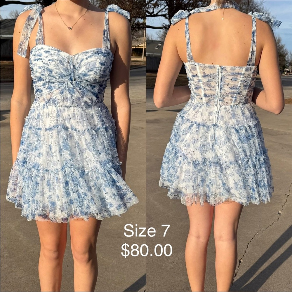 Blue and White Floral Dress